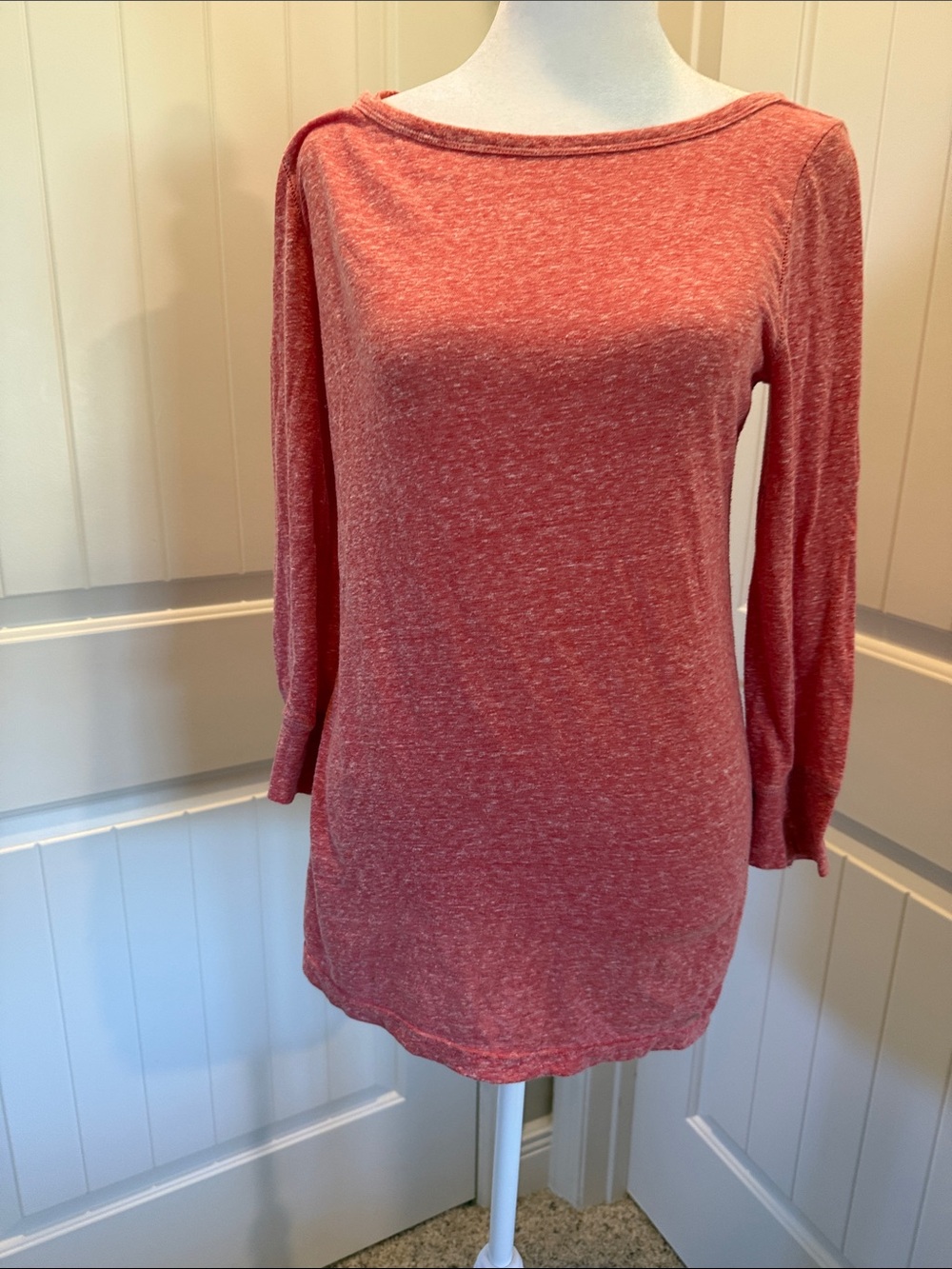 American Eagle Outfitters Heathered Coral Long-Sleeve Tunic Top